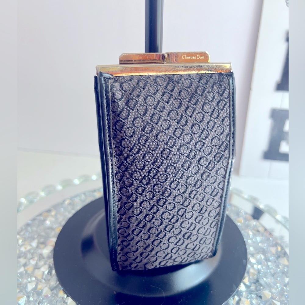 Dior Black Textured Accessory with Gold Detail
